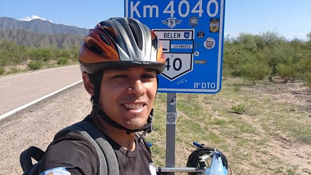 Exequiel Arce, el tucumano que recorre el país en bicicleta.
