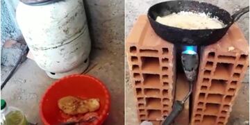 El hombre cordobés se las ingenió para freír las milanesas.