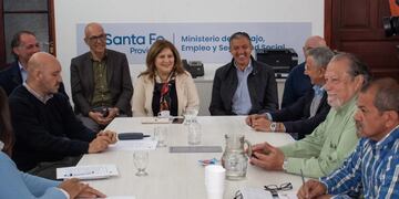La reunión que mantuvieron los representantes de los docentes con el gobierno provincial.