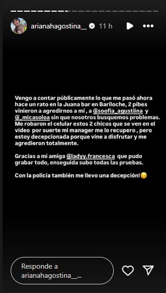 La Coqueta denunció discriminación y un robo en Bariloche