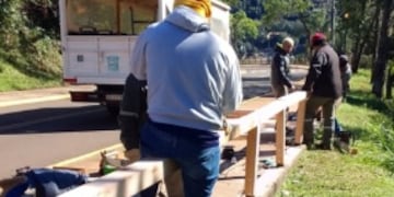 Puerto Iguazú: realizan trabajos de mejoras en la Costanera Eduardo Arrabal.