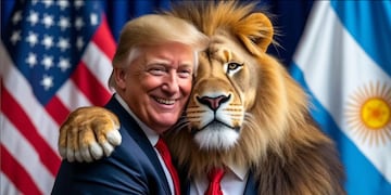 La ilustración que compartió Milei para felicitar a Trump. (@javiermilei)