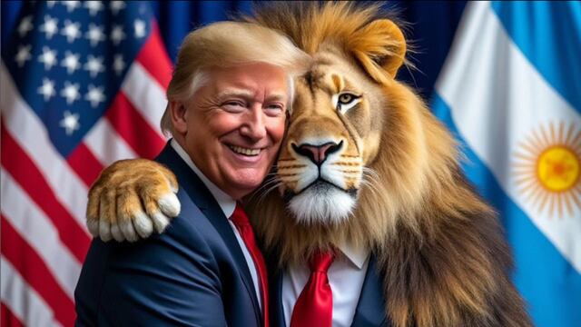 La ilustración que compartió Milei para felicitar a Trump. (@javiermilei)