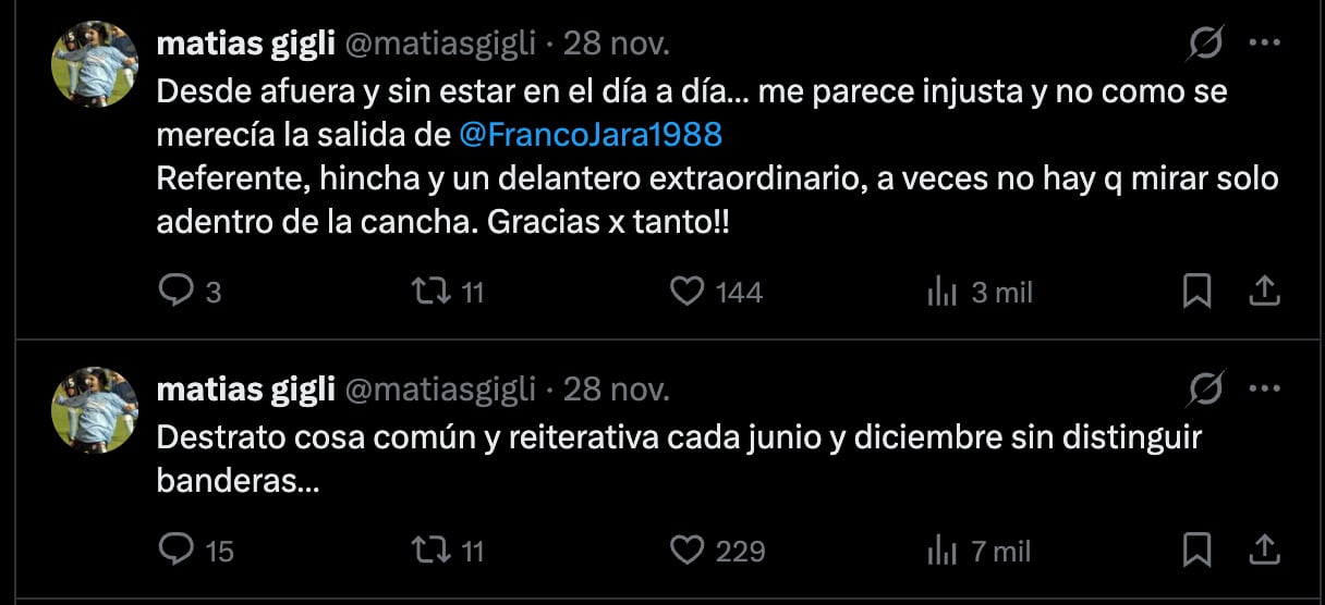 El héroe del ascenso de Belgrano en 2006 criticó la salida de Franco Jara.
