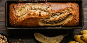La receta de budín de banana sin gluten ni lactosa.