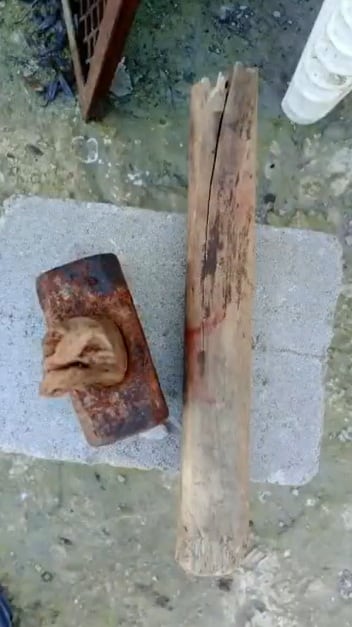La maza con la que habrían golpeado a Claudia
