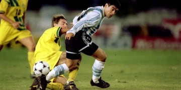 Diego Armando Maradona, presente en el repechaje ante Australia en 1993.