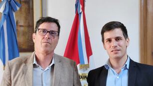 El Ministro de Educación de Santa Fe, José Goity y el intendente de Rafaela, Leonardo Viotti