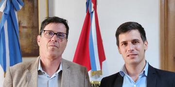El Ministro de Educación de Santa Fe, José Goity y el intendente de Rafaela, Leonardo Viotti