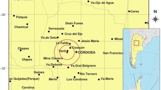 Se registró un temblor en cercanías a Tanti. (Inpres)
