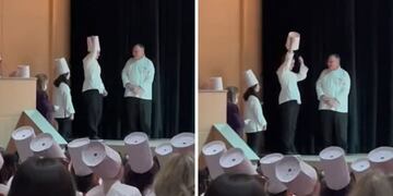 La chef que se volvió viral por su detalle en la cabeza