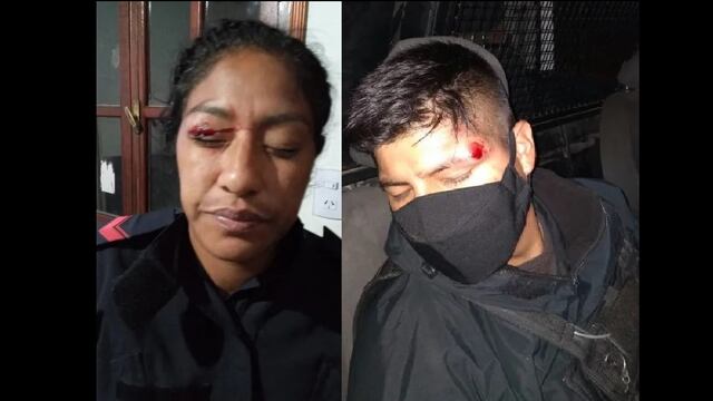 Dos de los cinco policías que resultaron heridos y lesionados durante un operativo de prevención en el barrio Campo Verde el 8 de marzo pasado.