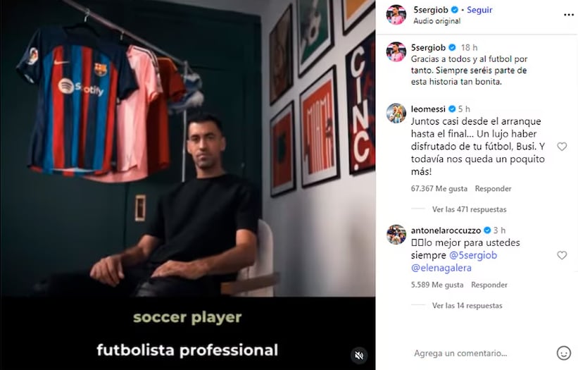 El emotivo mensaje de Messi a Busquets.