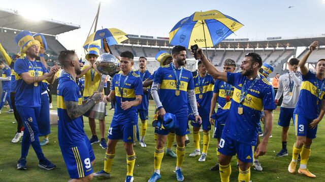 Momento de festejo para Boca en el estadio Mario Alberto Kempes. (Ramiro Pereyra / La Voz)