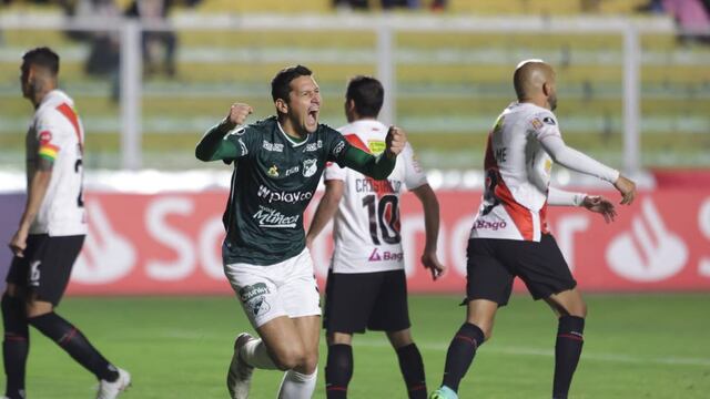 Burdisso celebra su tanto ante Always Ready (Dep. Cali)