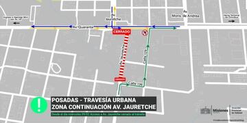 Cortes en Avenida Quaranta y Jauretche por obras .