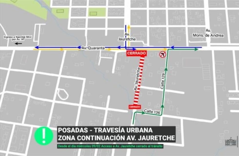 Cortes en Avenida Quaranta y Jauretche por obras