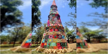 Montecarlo exhibe el único árbol navideño tejido a crochet de la provincia.