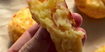 Así queda el chipá de queso y jamón.