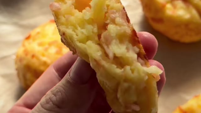 Así queda el chipá de queso y jamón.