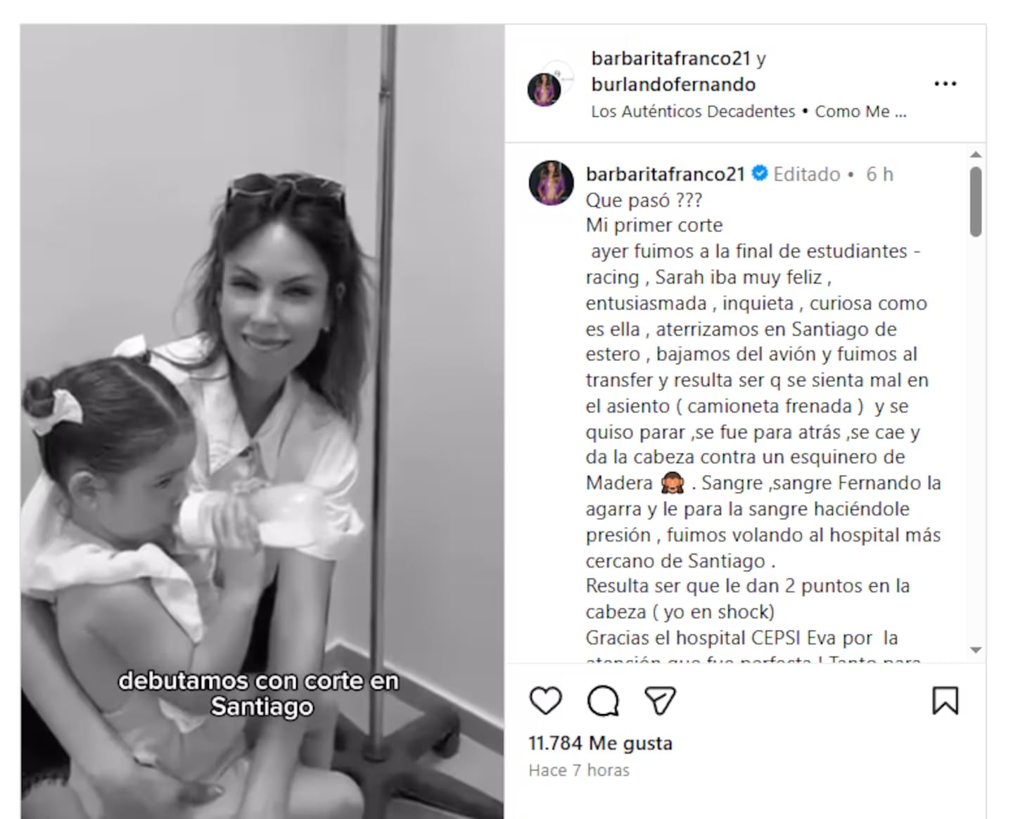 El accidente de Sarah Burlando en pleno viaje