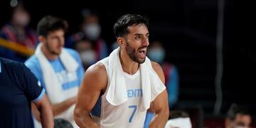 Facundo Campazzo. Se destacó en el triunfo que llevó a Argentina a cuartos. (AP)