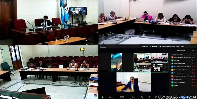 La audiencia que se desarrolló en los tribunales federales de Rosario, con la imputada vía Zoom desde EE.UU. Ministerio Público.