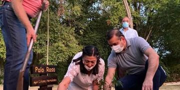 Herrera Ahuad visitó Comandante Andresito, entregó vehículos y plantó árboles en la localidad.