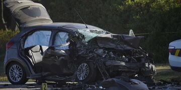 Así quedó el Ford Ka en el que iban las víctimas fatales. Foto: Emmanuel Fernández / Enviado Especial.