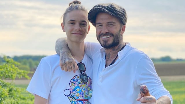 David Beckham junto a su segundo hijo Romeo. Gentileza.