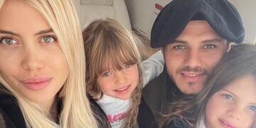 Wanda Nara junto a Mauro Icardi y sus hijas.