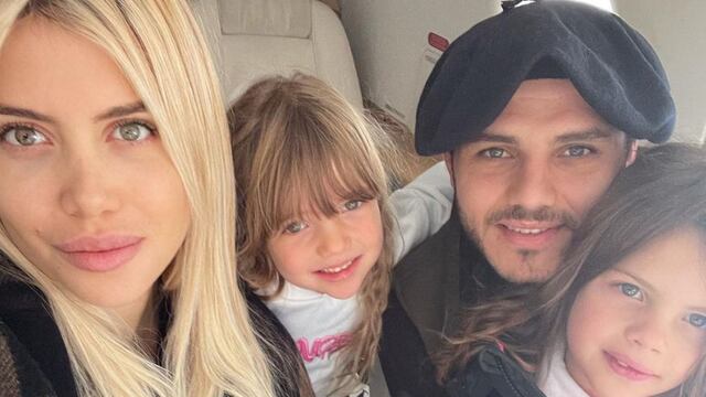 Wanda Nara junto a Mauro Icardi y sus hijas.