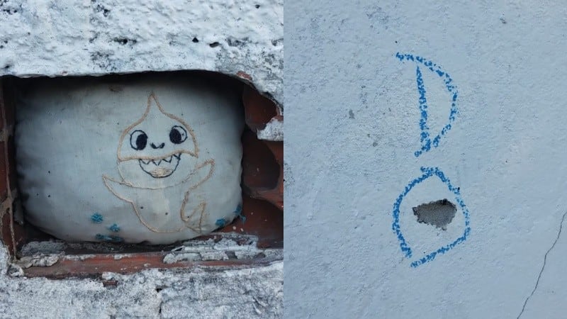 Parte de la fachada del domicilio baleado este lunes por la noche.