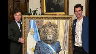 Un entrerriano le regaló una pintura al Presidente Javier Milei
