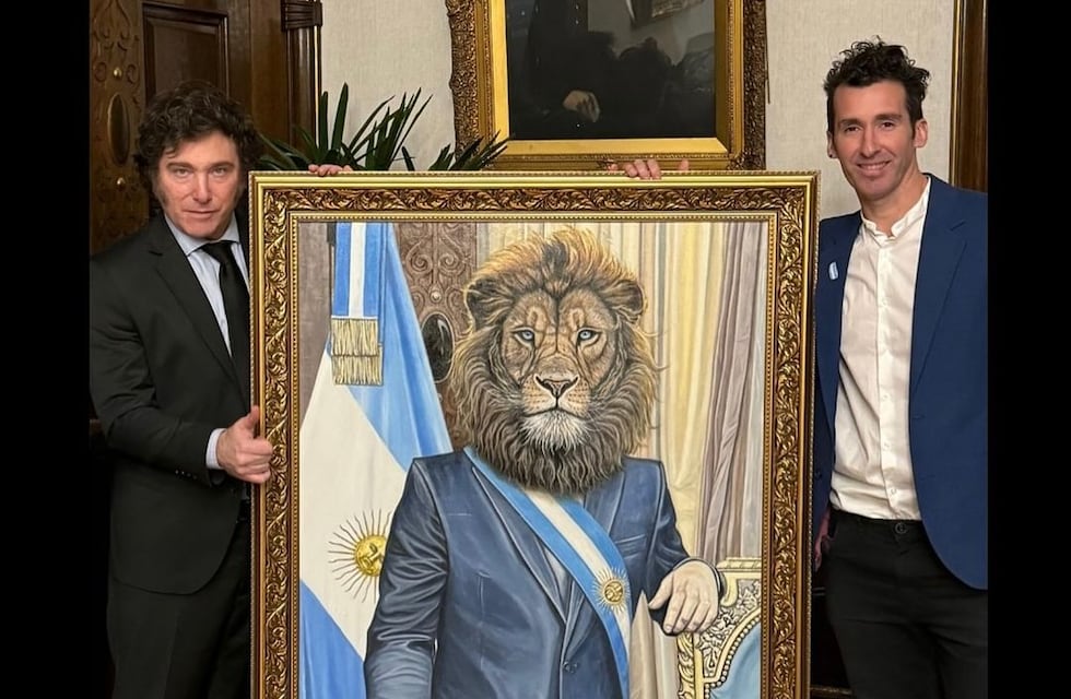Un artista plástico entrerriano le regaló una pintura al Presidente Javier Milei