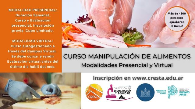 Modalidad presencial y virtual para el Curso de Manipulación Segura de Alimentos