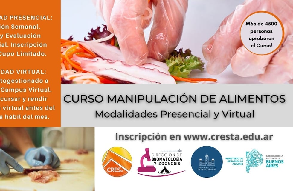 Modalidad presencial y virtual para el Curso de Manipulación Segura de Alimentos