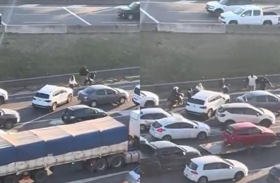 A las piñas en la Panamericana: una discusión de tránsito terminó mal y generó un caos vehicular