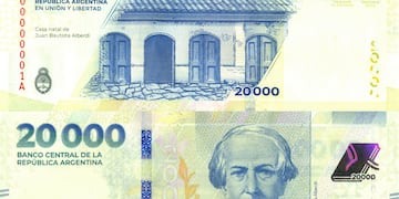 Billete de 20.000 pesos - Foto Banco Central