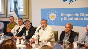Héctor Daer y Carlos Acuña, de la CGT (Foto: Prensa UP)
