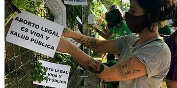 ABORTO LEGAL. Una de las acciones en Córdoba durante 2020 en favor de la aprobación de la ley de IVE.
