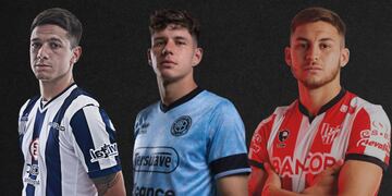 Rodrigo Garro, de Talleres, Bruno Zapelli, de Belgrano, y Franco Watson, Instituto.