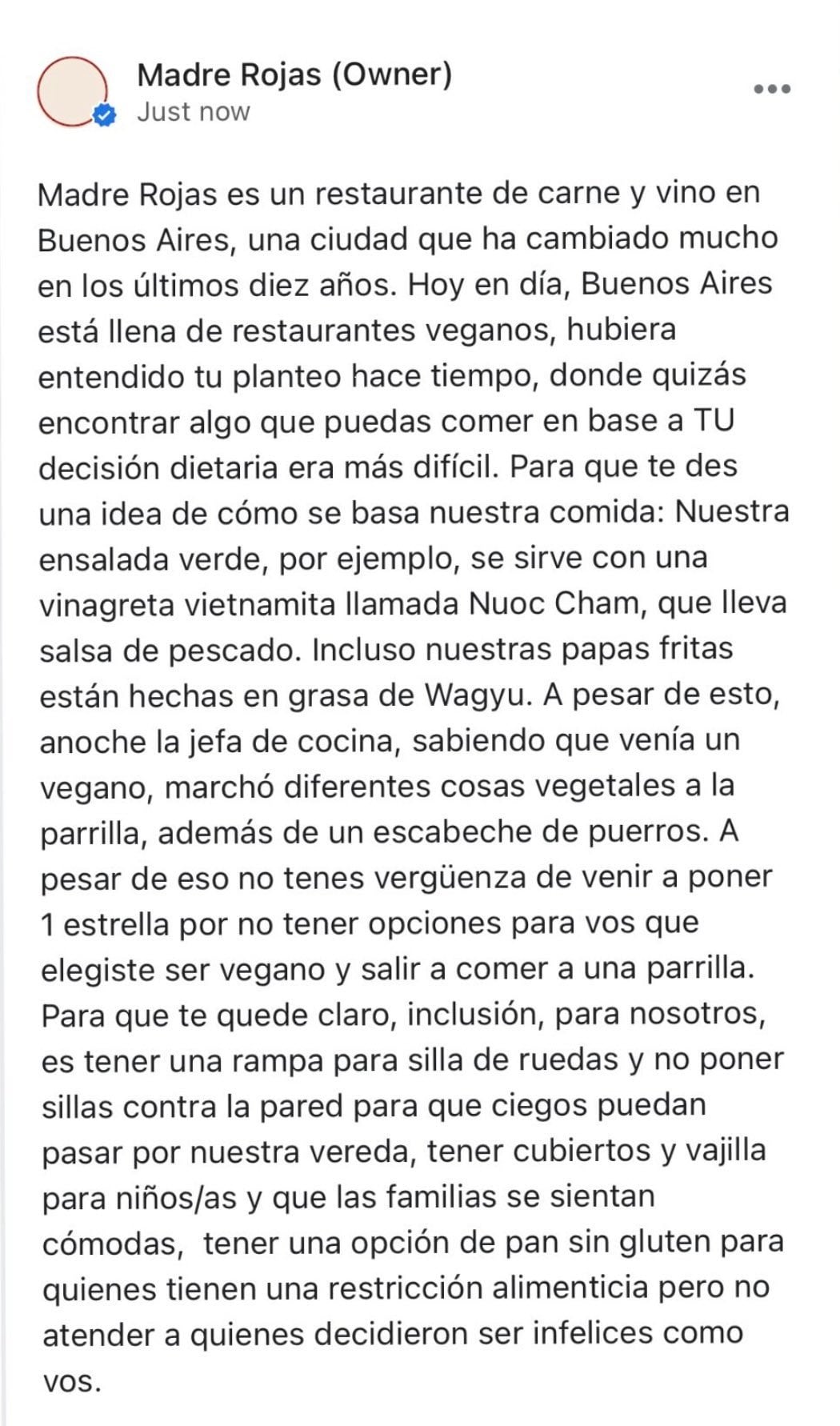 La ácida respuesta de Madre Rojas