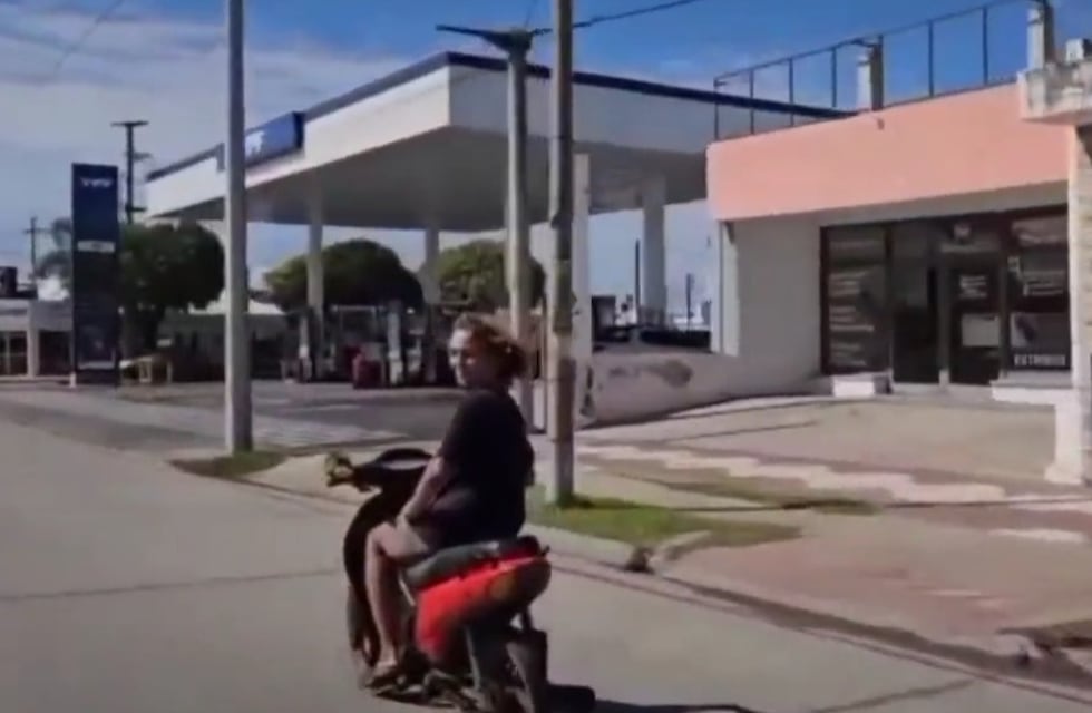 Viral cordobés: viajó en su moto con un particular acompañante y sorprendió a los demás conductores