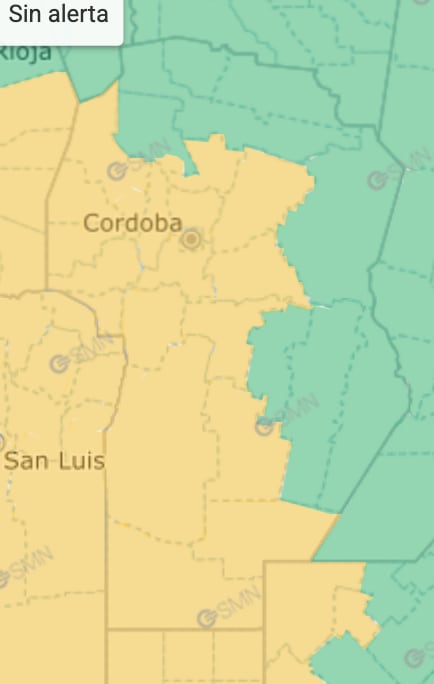 Alerta amarilla por tormentas este viernes 26 de septiembre.