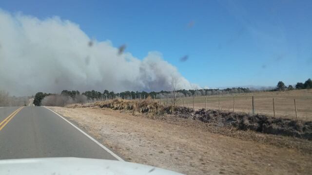 El fuego, en Athos Pampa, este 18 de agosto de 2021.