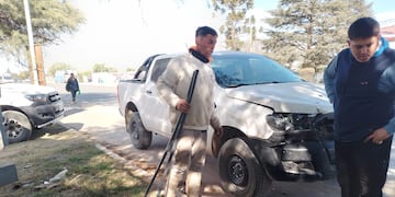 Así quedó la camioneta tras el choque en Río Segundo.