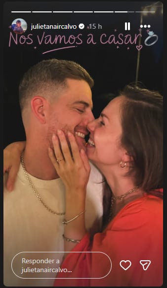 Así fue la romántica propuesta de casamiento a Julieta Nair Calvo