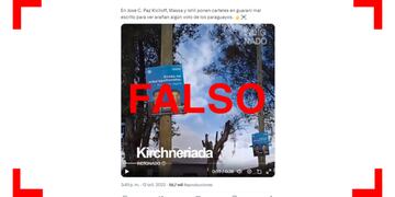 El cartel de Unión por la Patria en guaraní no dice “apestoso”, es una mala traducción.