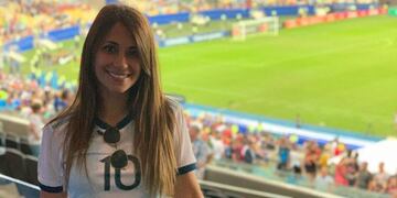 Antonela Roccuzzo gritó el gol de Argentina.